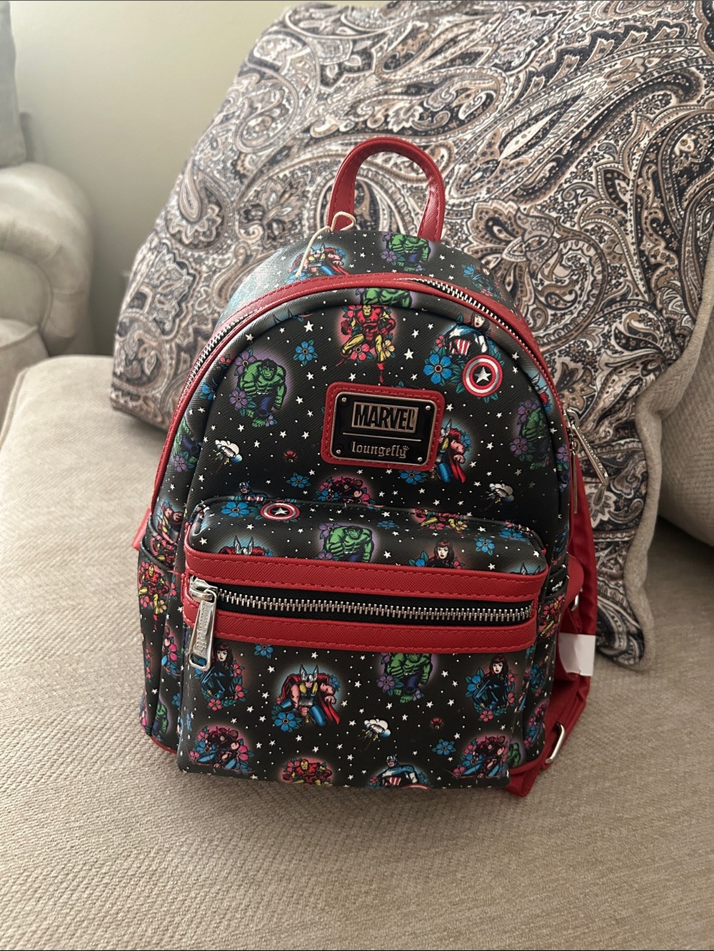 Loungefly Marvel Mini Backpack - Black with Red Trim